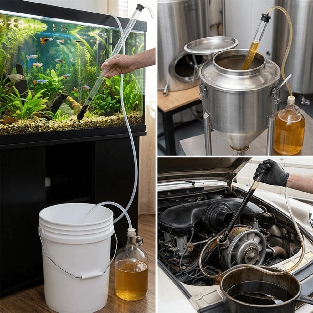 Resin Auto Siphon Tube, Transparent Beer and Wine Transfer Pump Racking Cane with Tubing Liquid Transfer Tool for