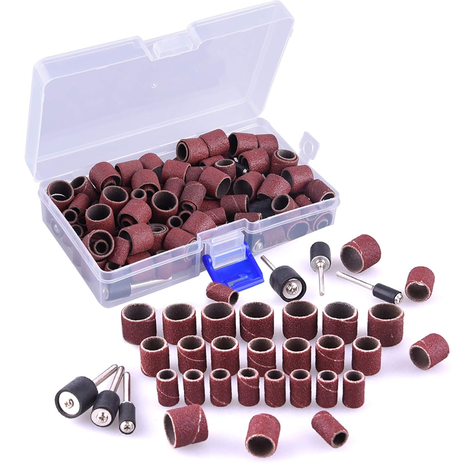 132 Pieces Aluminum Oxide Sanding Drum Set with Free Box | Including 120 Pieces Drum Sander Sanding Sleeves,12 Pieces