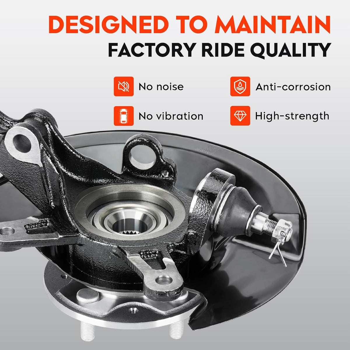 Front Left Steering Knuckle & Wheel Bearing Hub Assembly for Honda Civic 2003 2004 2005 1.7L L4 Without Si Model, 698-495 698495 51215S5AJ30 45255S01A00 44600S5DA00, Driver Side