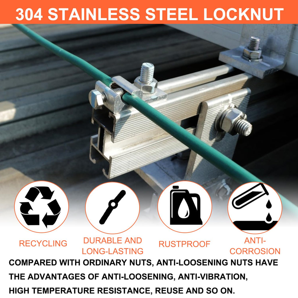 8# 32 Lock Nuts - 80Pack Nylon Insert Hex Locknuts,304 Stainless Steel,Plain Finish