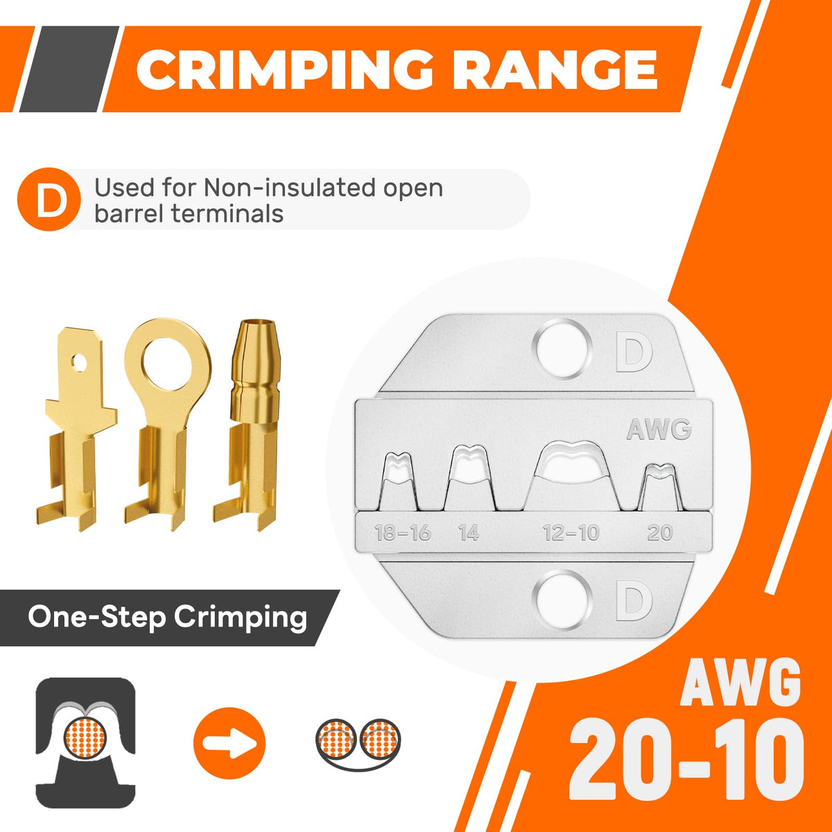 Noxtren Crimping Die for Open Barrel Terminals - 20-10 AWG