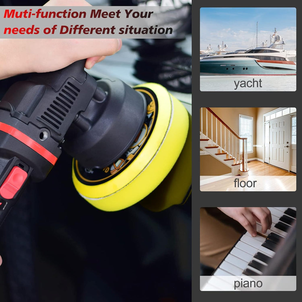 Car Buffer Polisher,6 inch Dual Action Polisher,Random Buffer Polisher kit with 6 Variable Speed