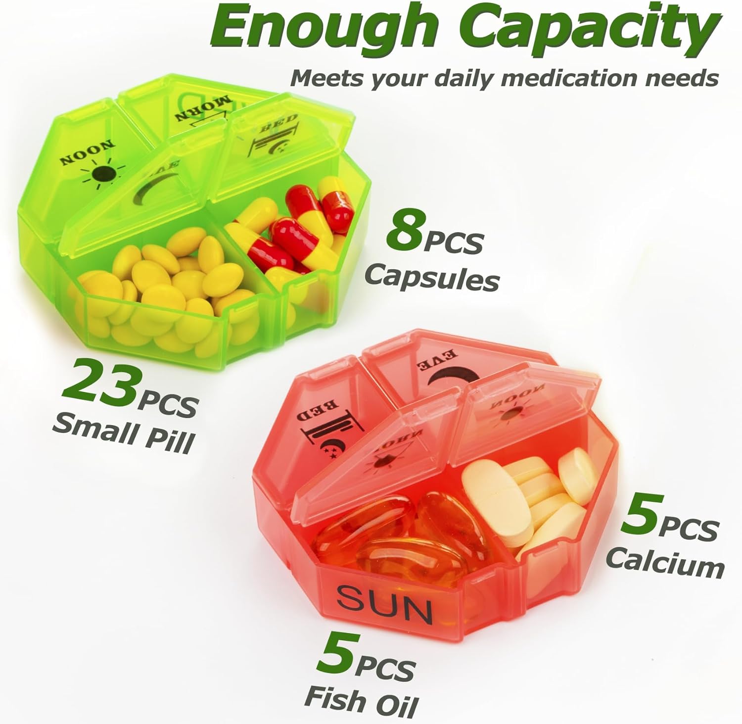 Weekly Pill Organizer 4 Times a Day, Large Pill Box 7 Day Daily Pill Case with 28 Extra Large Compartments Portable