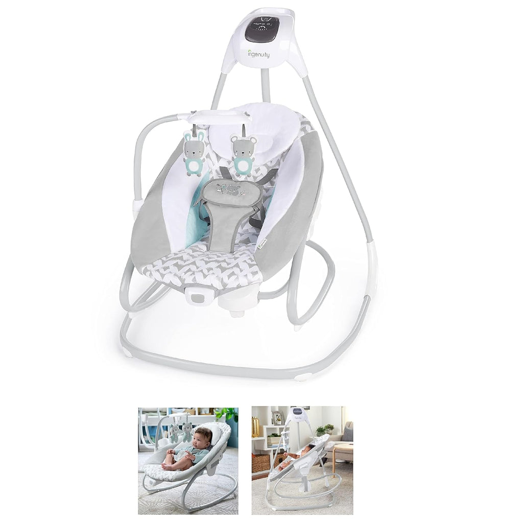2-in-1 SimpleComfort Lightweight Compact 6-Speed Multi-Direction Baby Swing & Rocker, Vibrations & Nature Sounds, 0-9