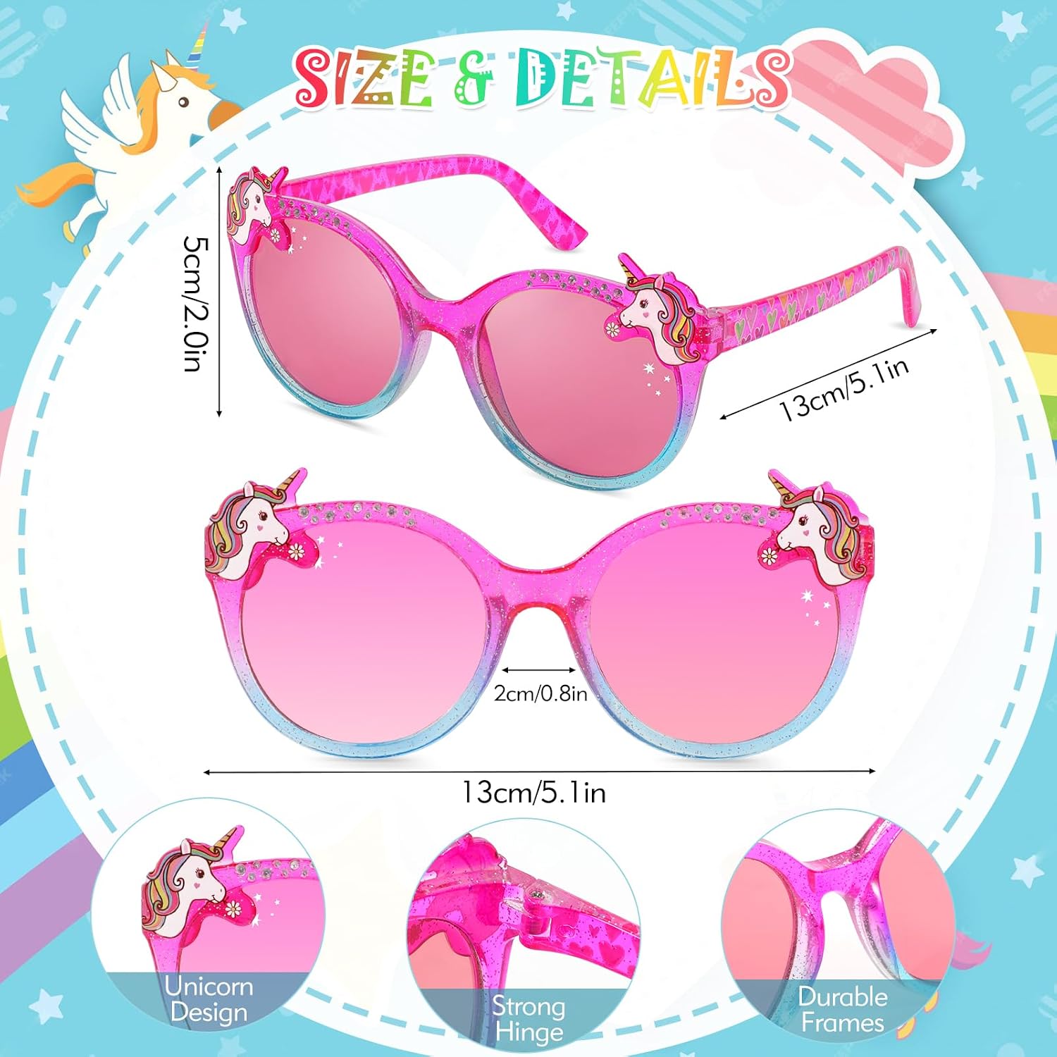 3 Pairs Kids Sunglasses Girls,UV Protection Sunglasses Toddler Eyewear for Party Favors Beach Glasses Age 3-12