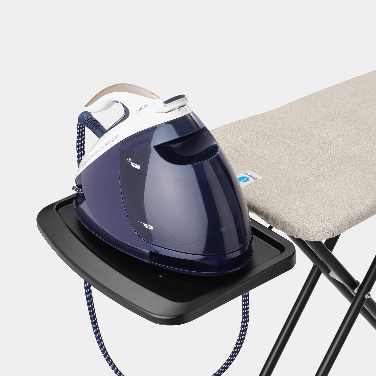 XL Comfort Ironing Board with Solid Steam Generator Rest | Large (Size C) | Fairtrade Denim Gray Cover | Adjustable