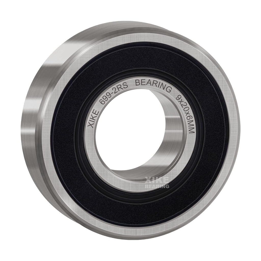 XIKE 10 Pcs 699-2RS Bearings 9x20x6mm, Double Rubber Seals.