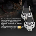 CNWZYMX 150-175 PSI Air Pressure Switch 1/4 NPT Thread, Silver 2PCS