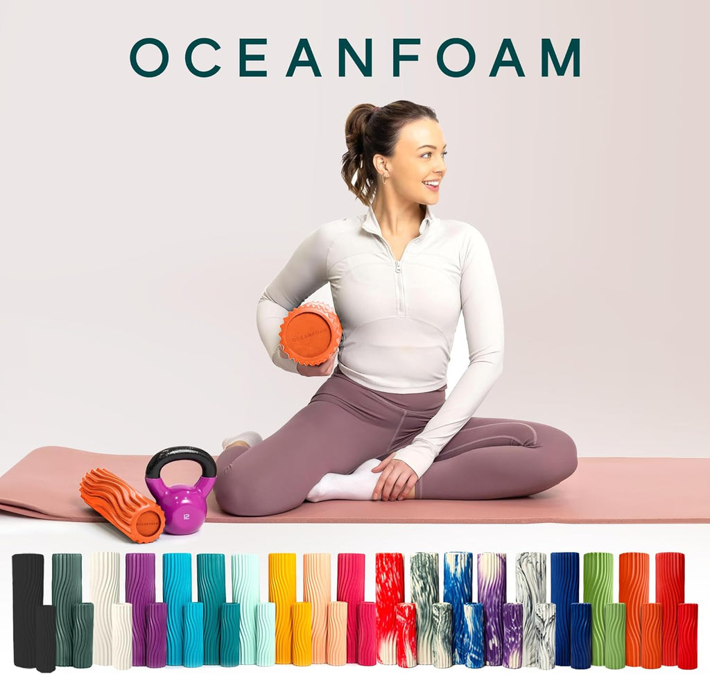 Tidal Roller - Orange - Muscle Massage Foam Roller for Back Pain & Stretching - Firm and Ergonomic Wide Wave Textured