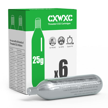 16g / 25g Threaded CO2 Cartridges for Bike Tires