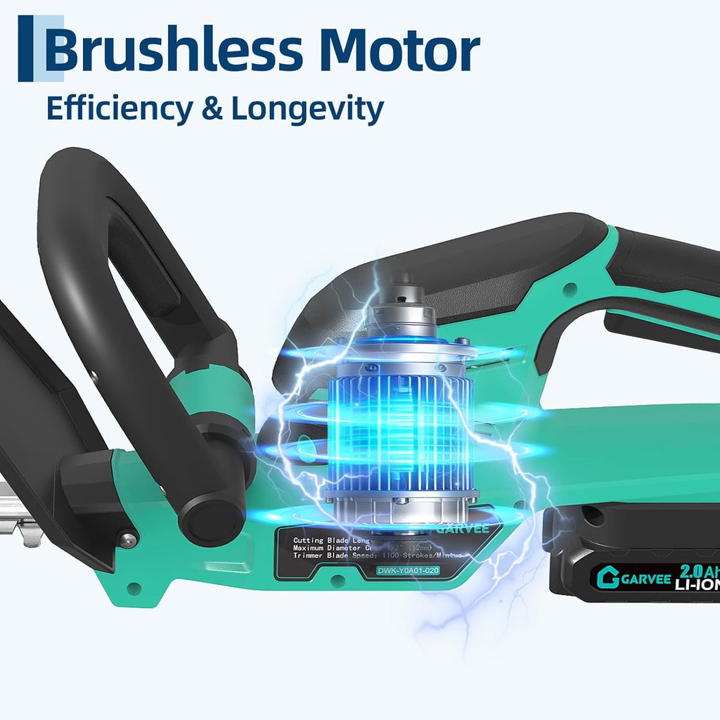 22.4" Brushless Cordless Hedge Trimmer, 3000 SPM Dual Action Blade, Grass Shears with 2 x 2.0Ah Rechargeable