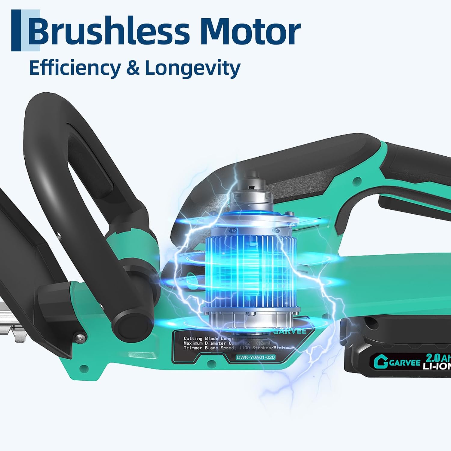 22.4" Brushless Cordless Hedge Trimmer, 3000 SPM Dual Action Blade, Grass Shears with 2 x 2.0Ah Rechargeable
