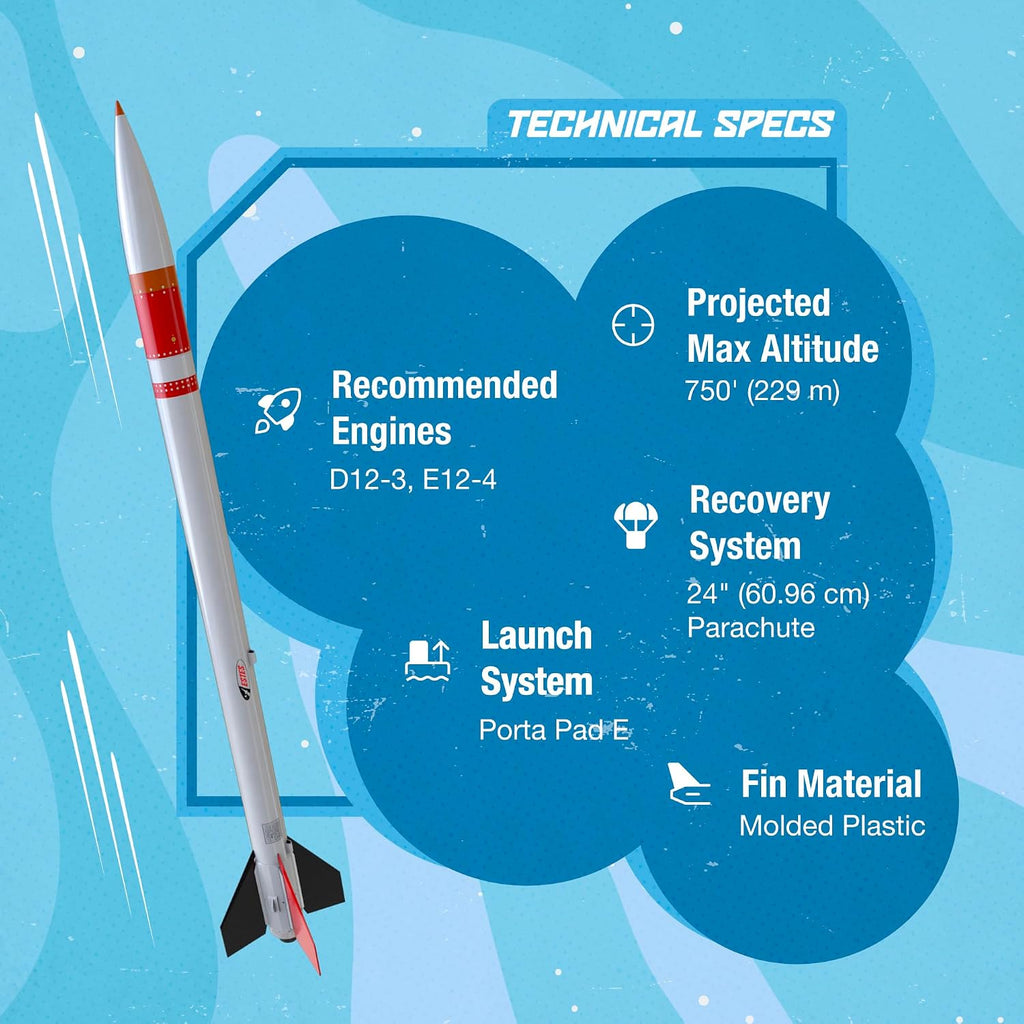 2037 D-Region Tomahawk Model Rocket Kit, Intermediate Replica Flying-Rocket-Model Kit for Ages 10+