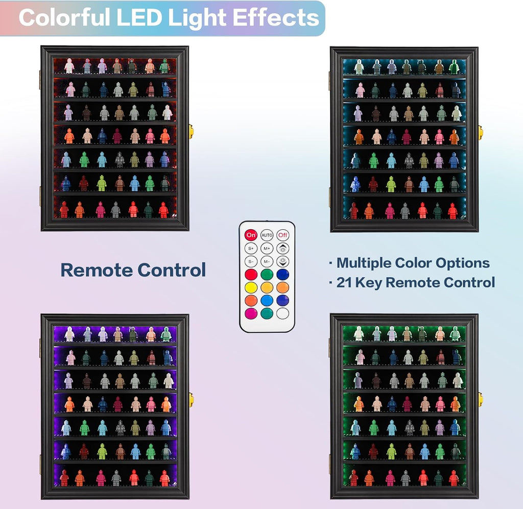 LED Minifigure Display Case - Building Block Toy Large Black
