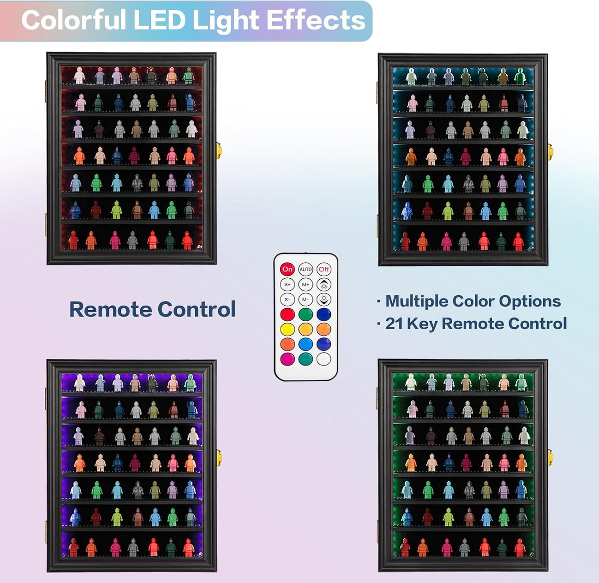 LED Minifigure Display Case - Building Block Toy Large Black