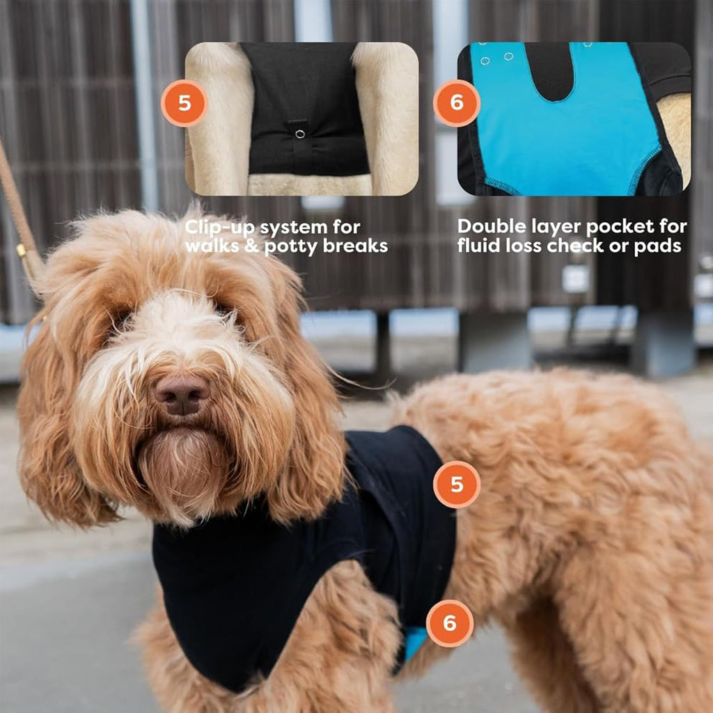 Recovery Suit for Dogs - Dog Surgery Recovery Suit with Clip-Up System - Breathable Fabric for Spay, Neuter, Skin