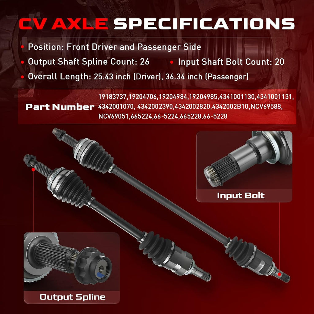 Betthand Front CV Axle Set Fit for Toyota 2009-2018 Corolla 665228 665224