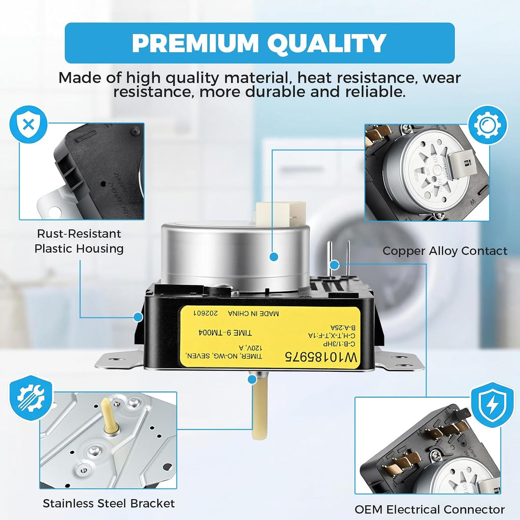 WPW10185975 W10185975 Dryer Timer Replacement, 2-Year Warranty
