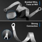 Kingdder 12 Pcs Ground Straps, 10/15/20 Inch with Ring Terminals, Silver