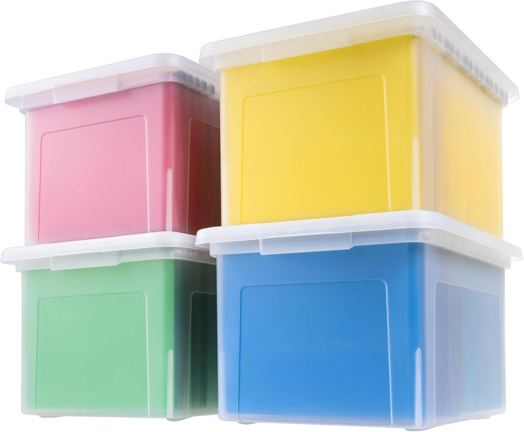 File Box, Plastic File Organizer with Lids for Letter/Legal File, Portable Document Box For Moving, Storage Bin with