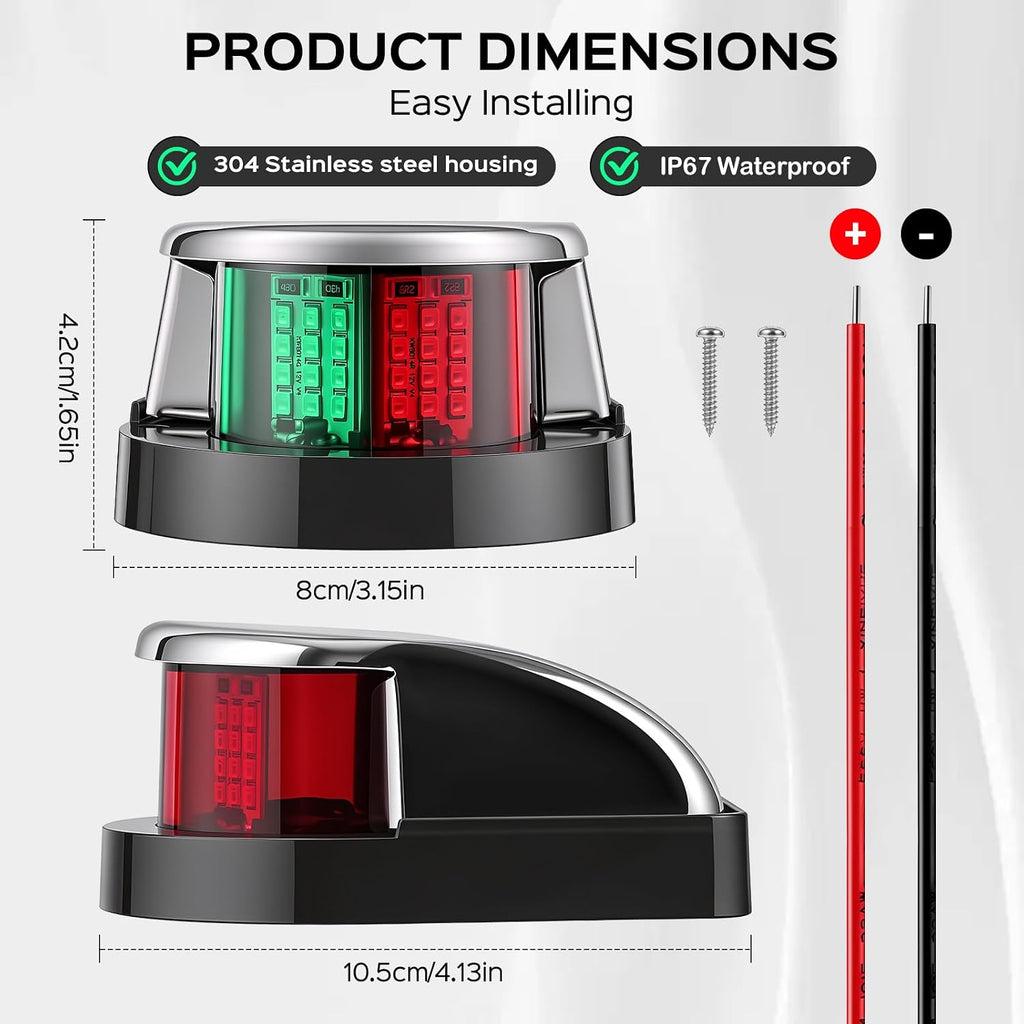 Red Green Boat Navigation Lights LED Marine Bow Light for Pontoon