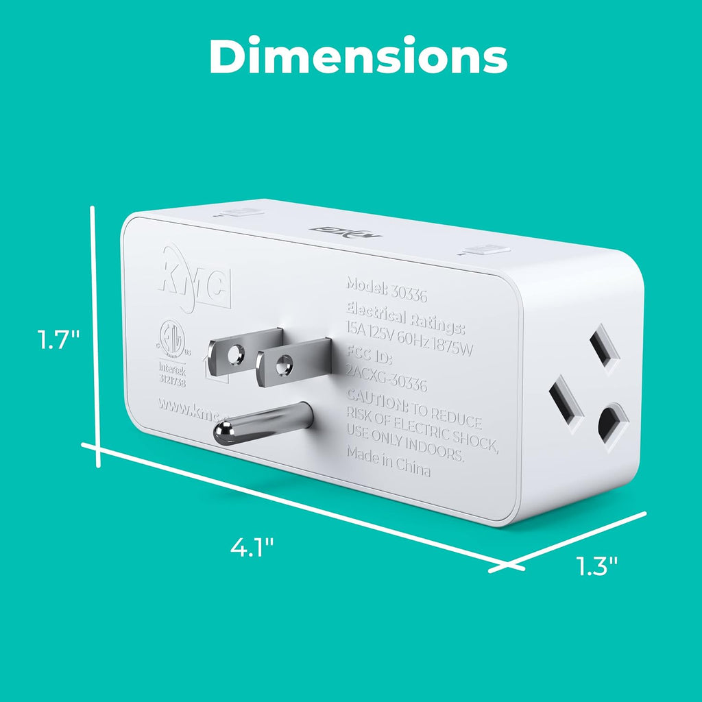 Smart Plug 4-Pack, Side 3-Outlet Extender, Compatible with Google & Alexa, No Hub Required, WiFi Plugs