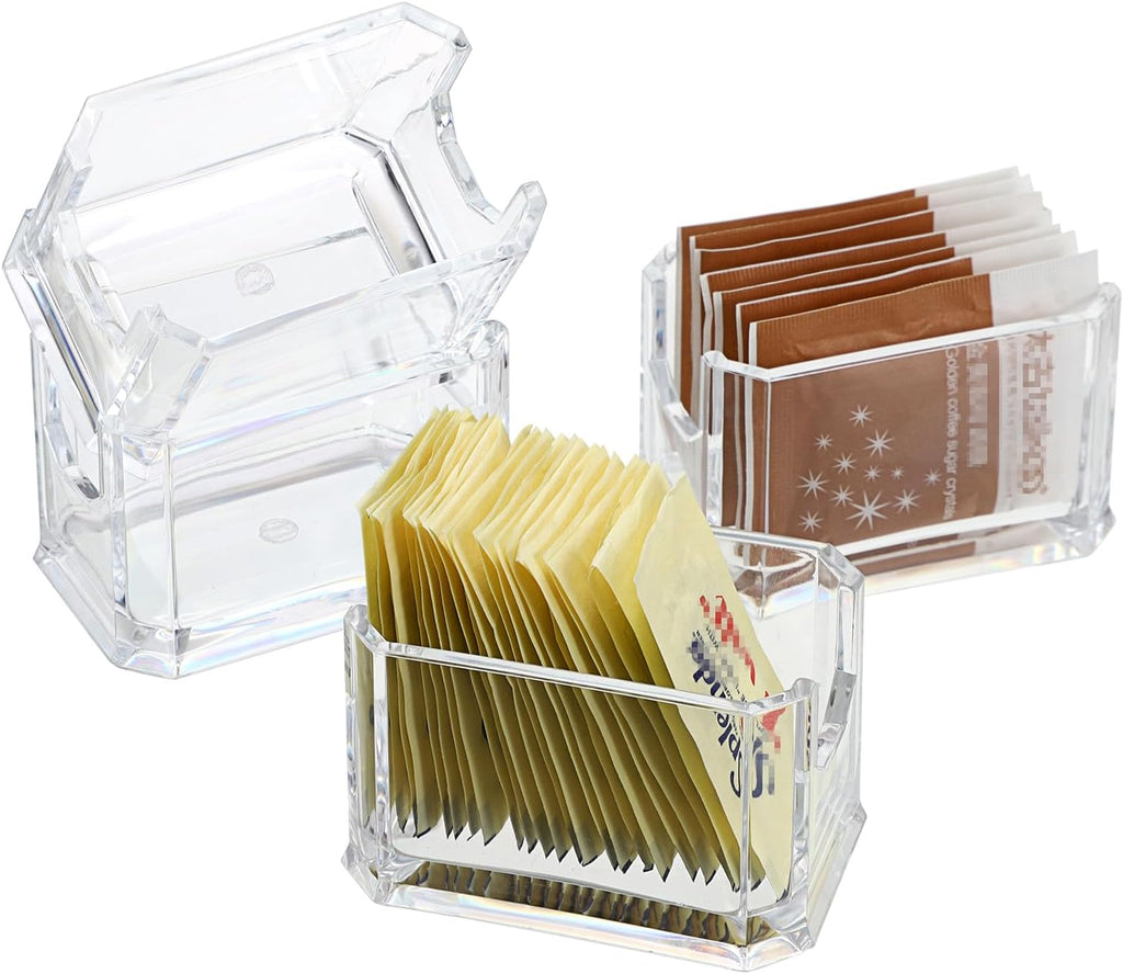 Set of 4 Sugar Packet Holder, Acrylic Sugar Bowl for Restaurant