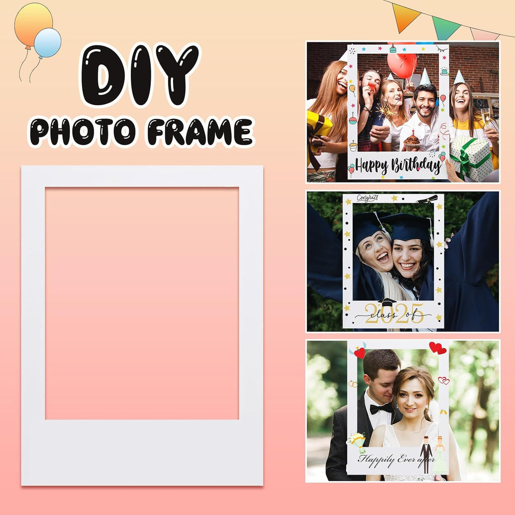 32 x 24 in Large Photo Booth Selfie Frame Props, White Vertical