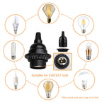 8 Pack E26 E27 Light Sockets, Black Threaded Keyless Lamp Socket