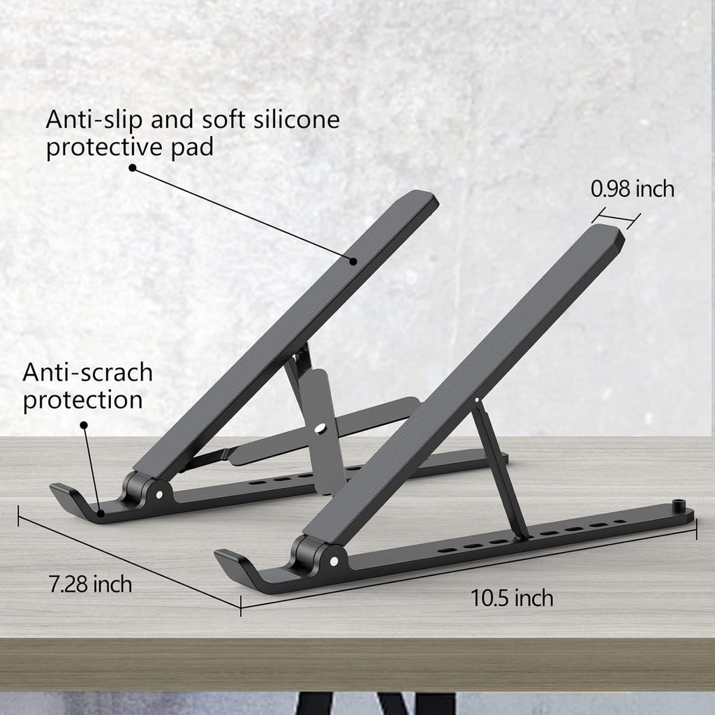 Laptop Stand for Desk, Adjustable Laptop Riser ABS+Silicone Foldable Portable Notebook Holder, Ventilated Cooling