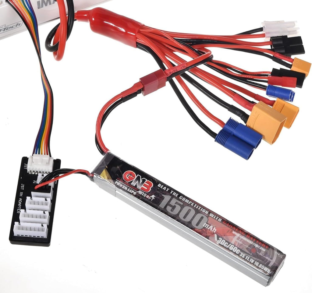 RC Lipo Battery Charger Adapter Connector Splitter Cable, 10 in 1 Convert Wire to 4.0mm Banana Plug with 2-6S Charge