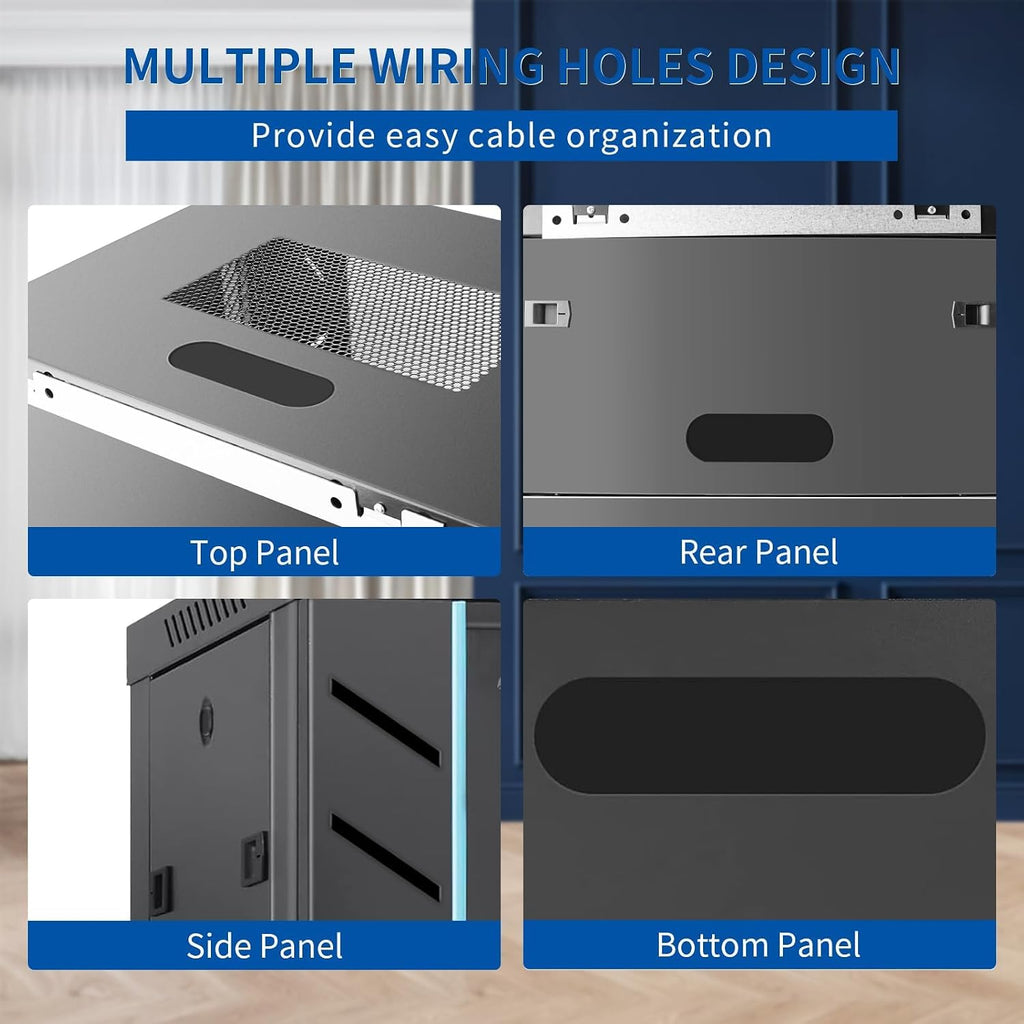 9U Wall Mount Server Cabinet with Lockable Door Heavy Duty IT Network Rack Enclosure for Data Centers & Network Equipment