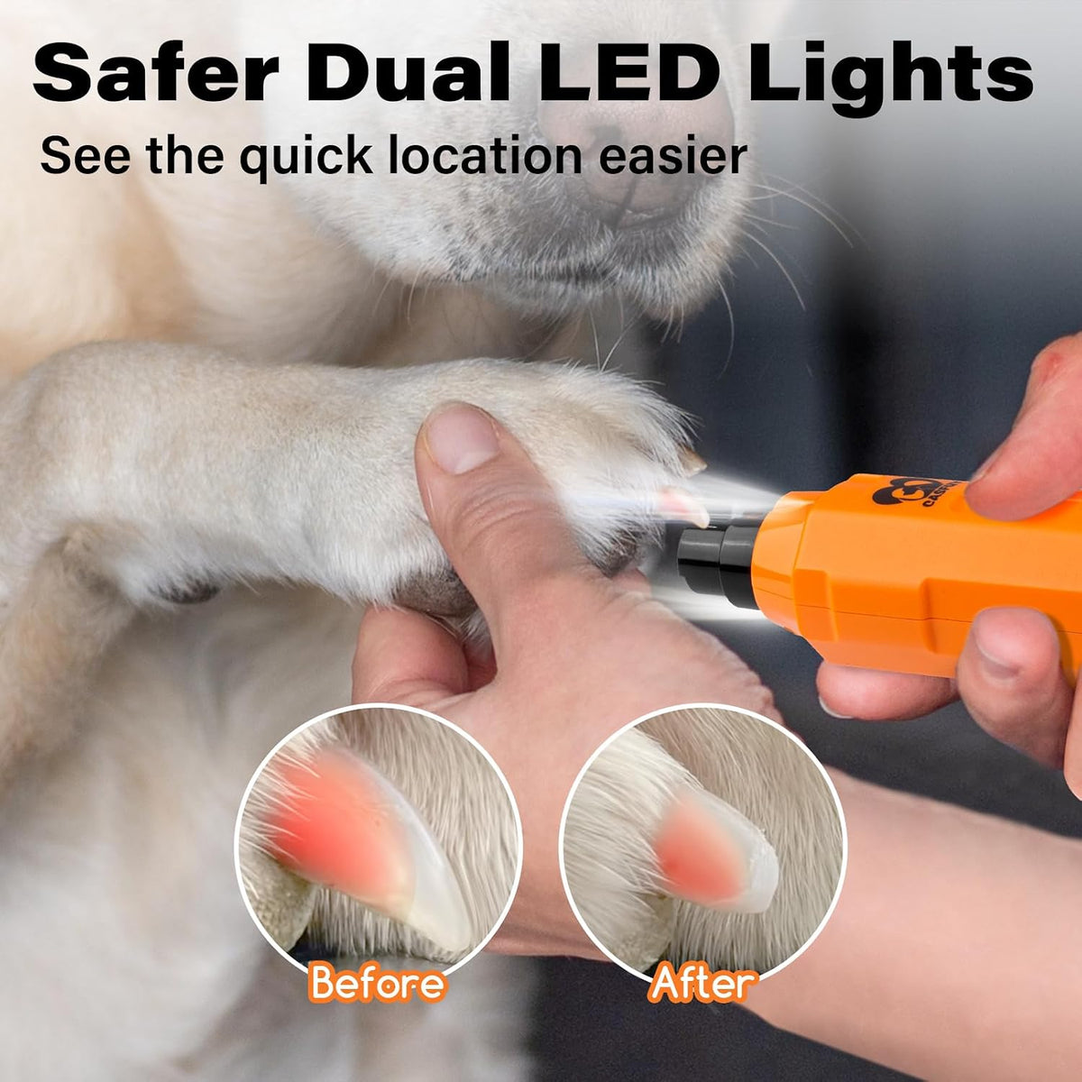 6-Speed Dog Nail Grinder - Newest Enhanced Pet Nail Grinder Super Quiet Rechargeable Electric Dog Nail Trimmer