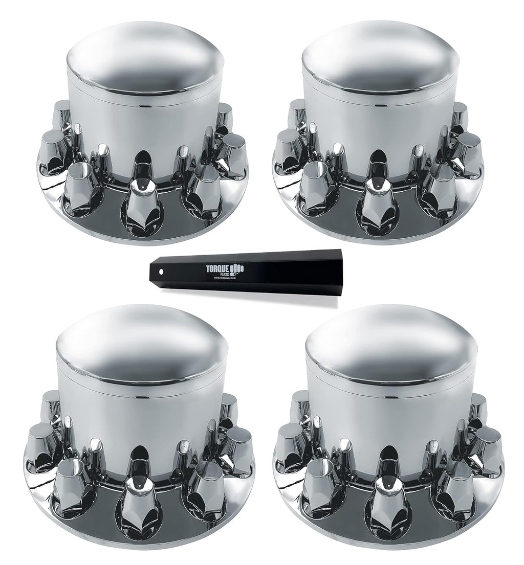 4 Pack Rear Axle Wheel Cover 33mm Lug Nut Cover for Semi Truck | Chrome-Plated ABS Plastic Screw-on Caps Universal
