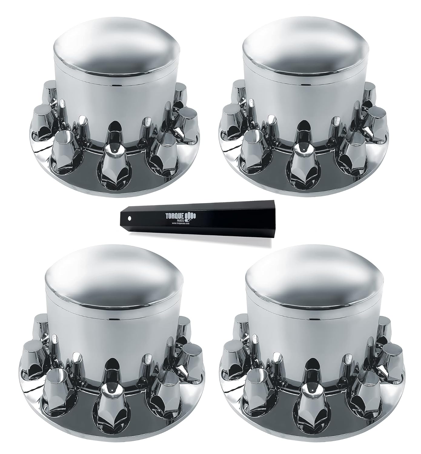 4 Pack Rear Axle Wheel Cover 33mm Lug Nut Cover for Semi Truck | Chrome-Plated ABS Plastic Screw-on Caps Universal