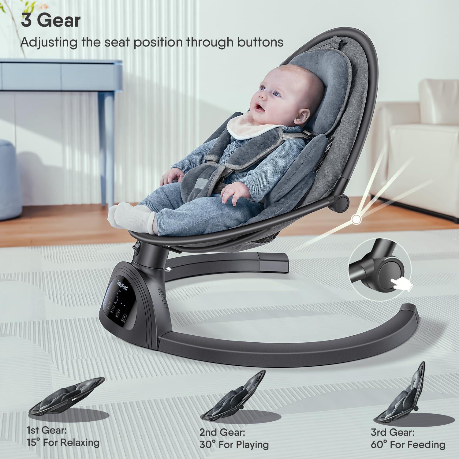 Baby Swings for Infants, Bluetooth Infant Swing with Music Speaker | Baby Swing with 3 Seat Positions, 5-Point
