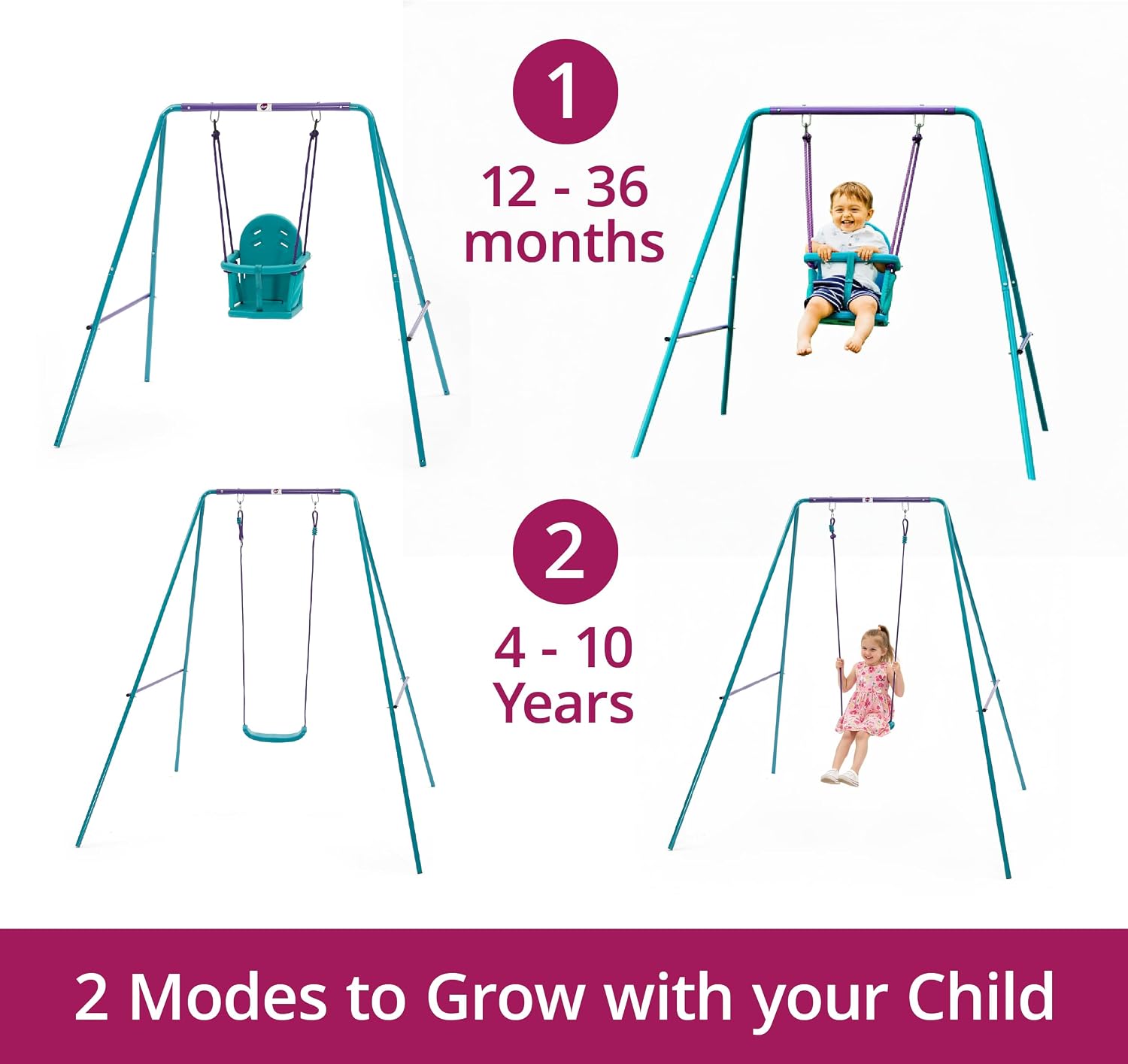 2 in 1 Toddler Swing Sets For Backyard, Baby Swing Outdoor/Indoor Playground, Bucket Swing Seat with Adjustable Rope