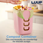 Luup Bathroom Wastebasket, Secure Grocery Bags, Plastic Garbage Container for Vanity, Laundry Room, Kitchen, Office