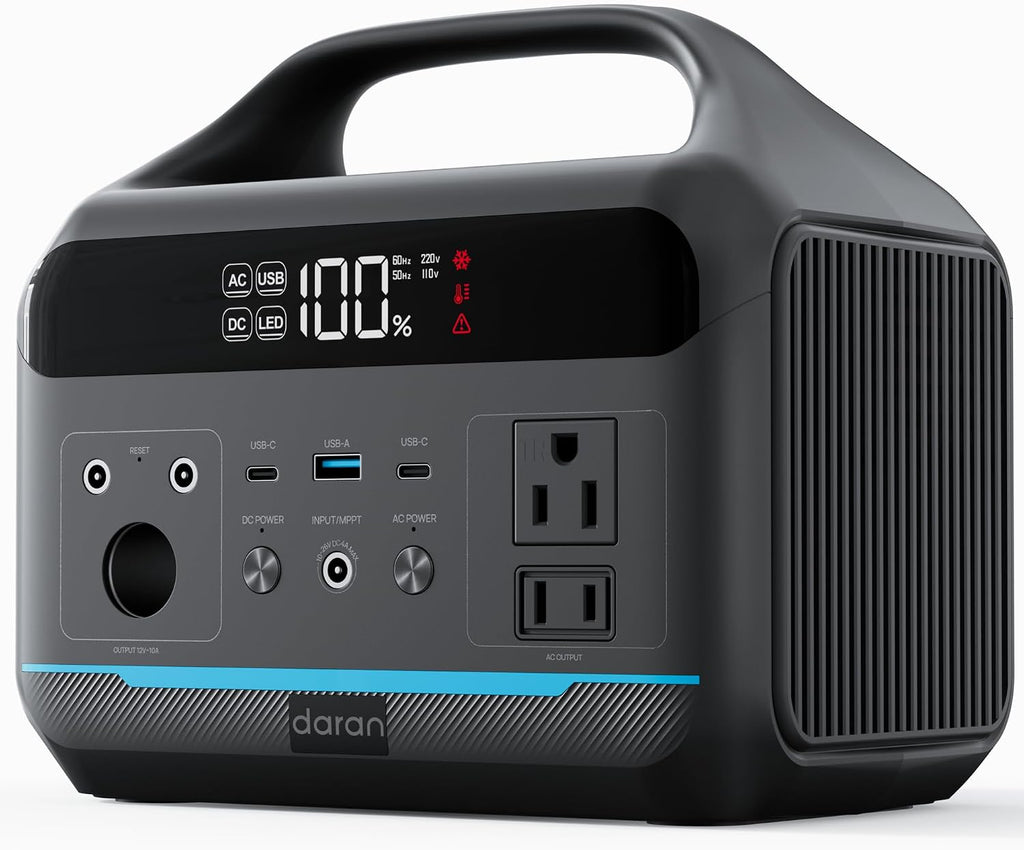 Portable Power Station 600W(1200W Surge) - 288Wh Solar Generator LiFePO4 Battery with AC DC Outlets, 8.3LB Portable