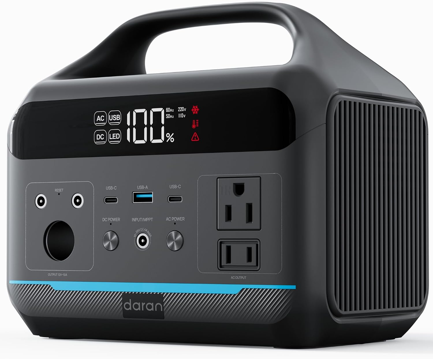 Portable Power Station 600W(1200W Surge) - 288Wh Solar Generator LiFePO4 Battery with AC DC Outlets, 8.3LB Portable