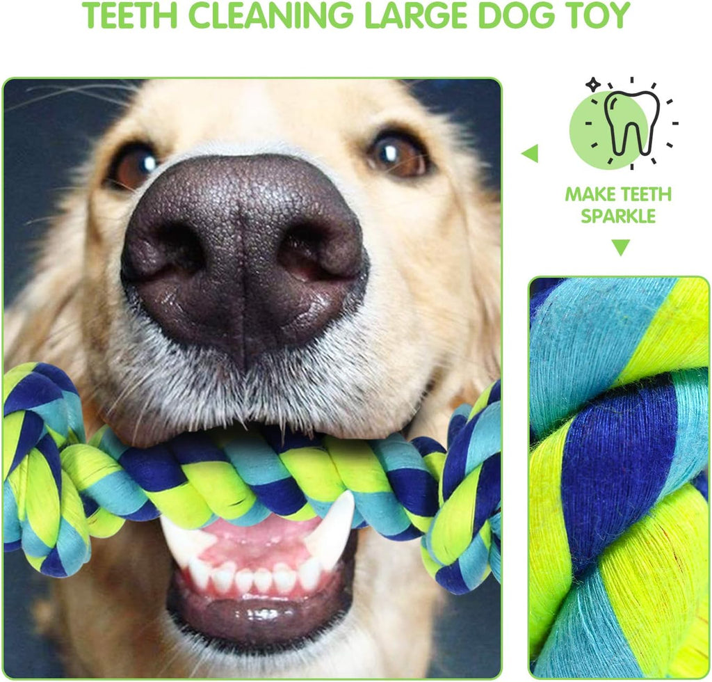 Large Tough Chew Toys for Aggressive Chewers Large Breed,Heavy Duty Dental Rope Toys Kit for Medium Dogs,5 Knots