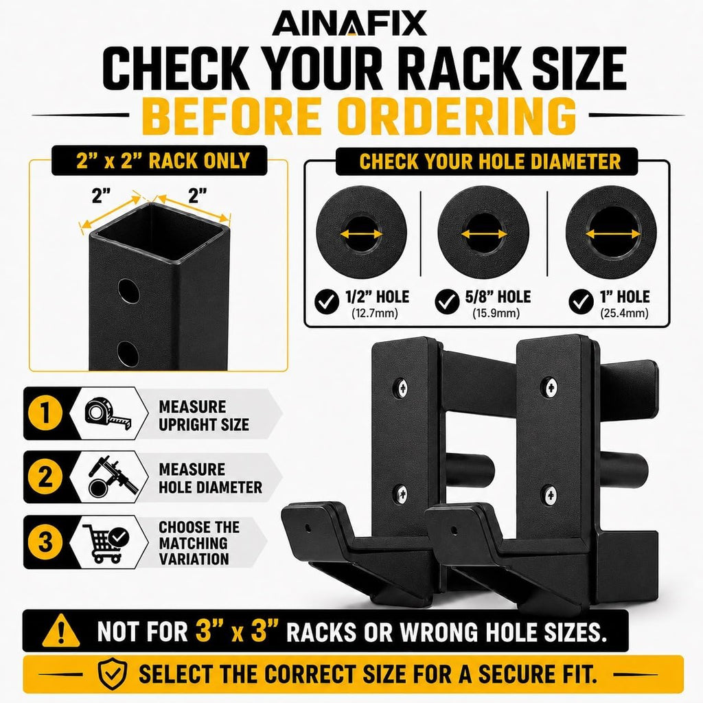 J Hooks for 2" x 2" Power Rack, Rubber Pad J-Hook for Power Cage, Bottom Reinforced Steel J Cups for Squat Rack