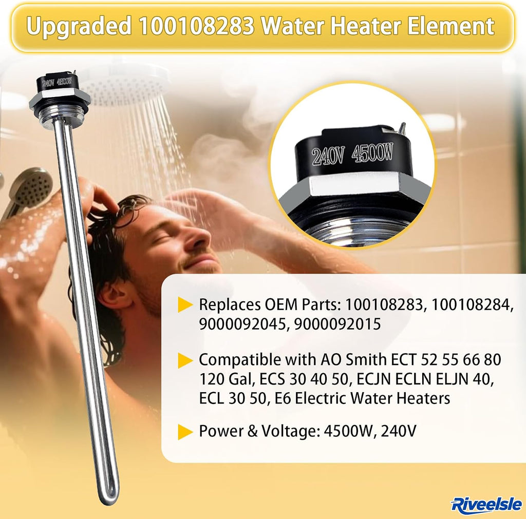 2026 Upgraded 100108283 Water Heater Element 4500W 240V Fits AO Smith