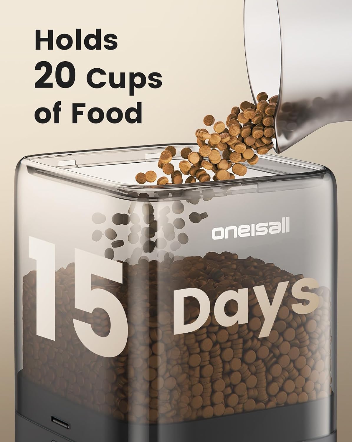 Automatic Cat Feeder for 2 Cats Pets, 20 Cups/5L