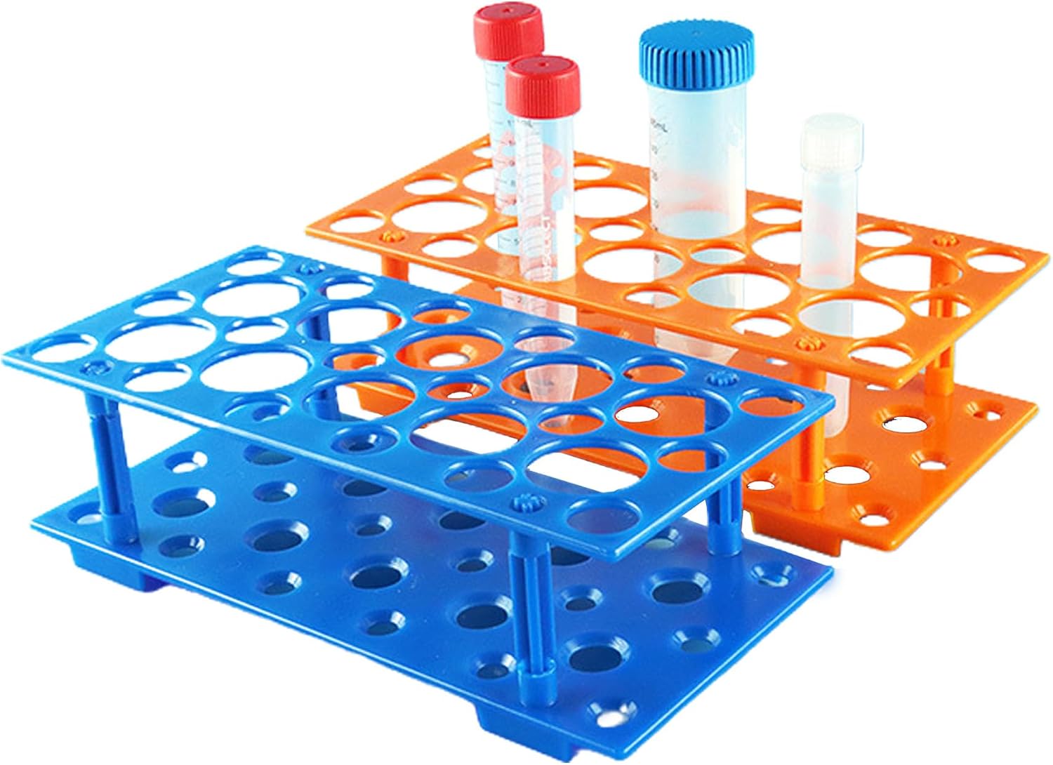 2 Packs Test Tube Racks,Centrifuge Tube Holder for 10ml/15ml/50ml, Detachable Plastic Stand 28 Well