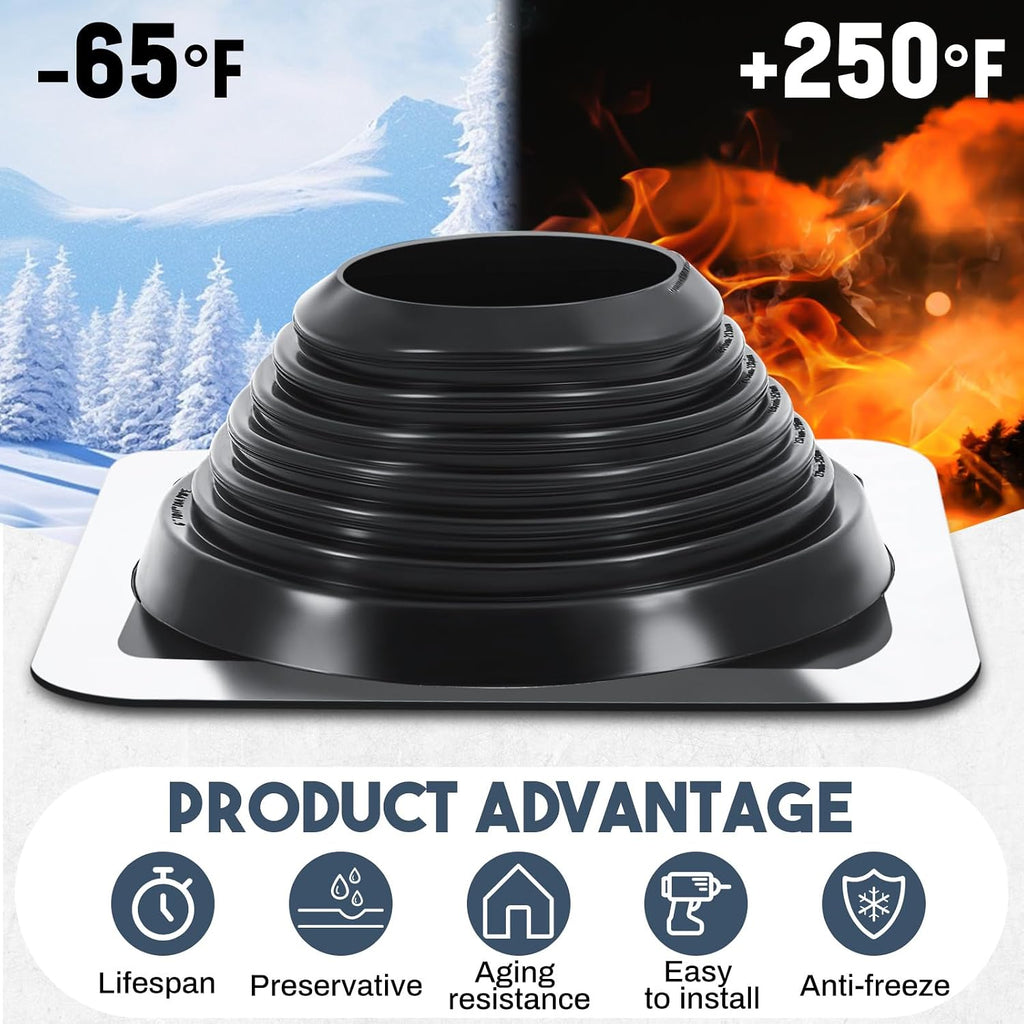 #8 Metal Roof Vent Boot Flashing Chimney Roof Boot for Pipe OD 7" to 13" Square Base Epdm Jack Stove Roofing Vent