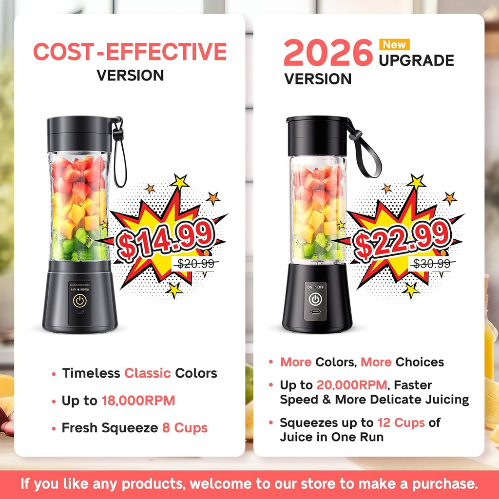 Personal Size Portable Blender Make Smoothies - Mini Blender 12oz Juice Cup | Powerful Blending with 6 Stainless