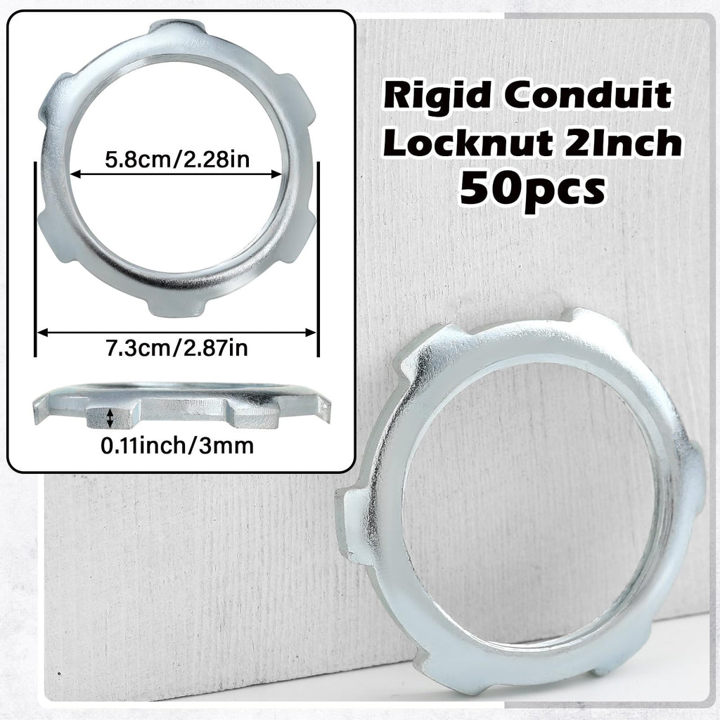 Yaocom 50 Pcs Electrical Conduit Lock Nut Rigid Lock Nut, 2 Inch