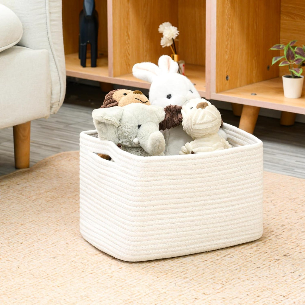 Storage Baskets for Organizing, Woven Basket for Storage, Storage Baskets Bin for Shelves, Cotton Rope Basket with