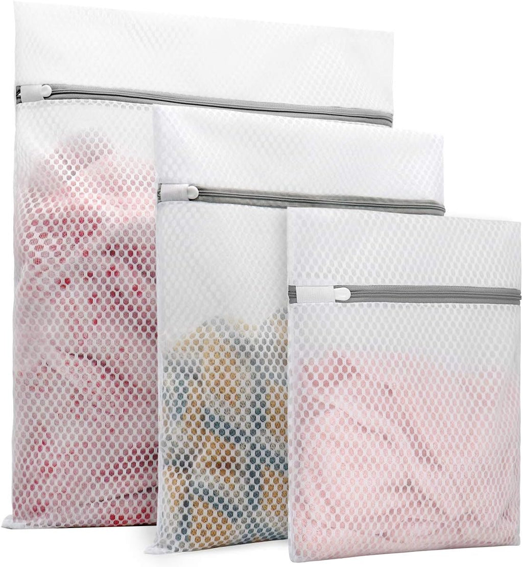 3Pcs Durable Honeycomb Mesh Laundry Bags for Delicates | (1Large, 1Medium, 1Small)